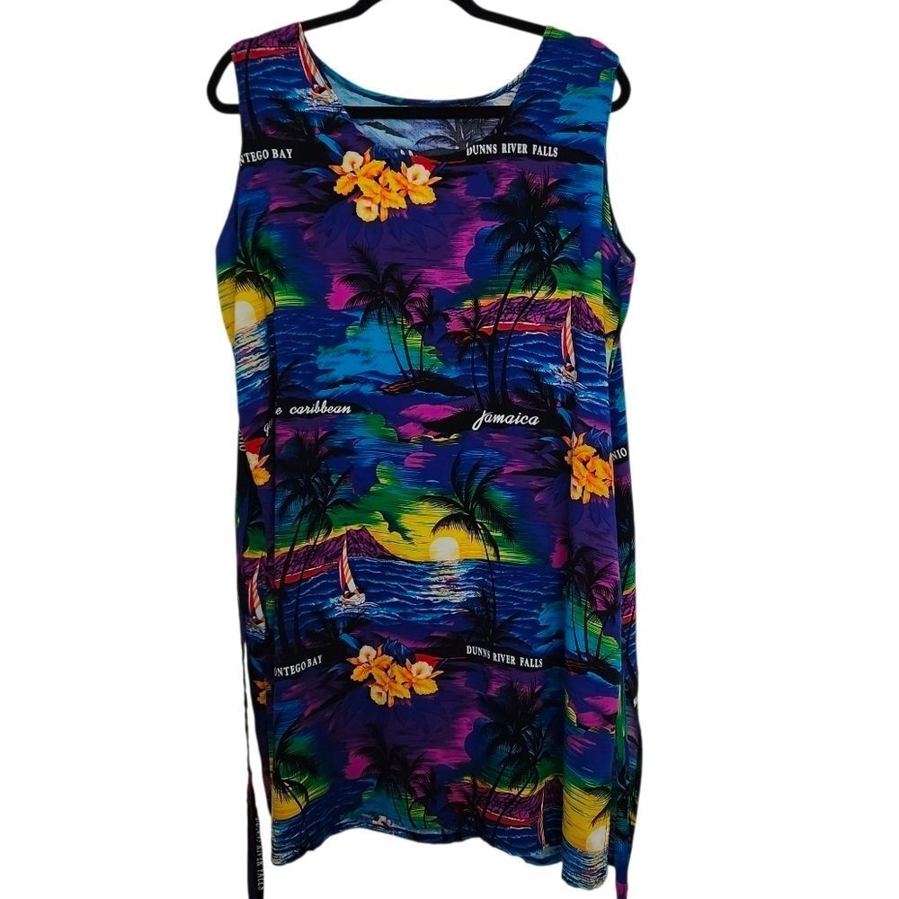 Womens Unbranded Tropical Jamaica Print Swim Cover-Up Vibrant Colors Size L/XL